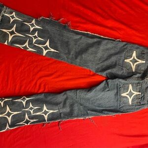 Men's Blue Jeans with Star Design